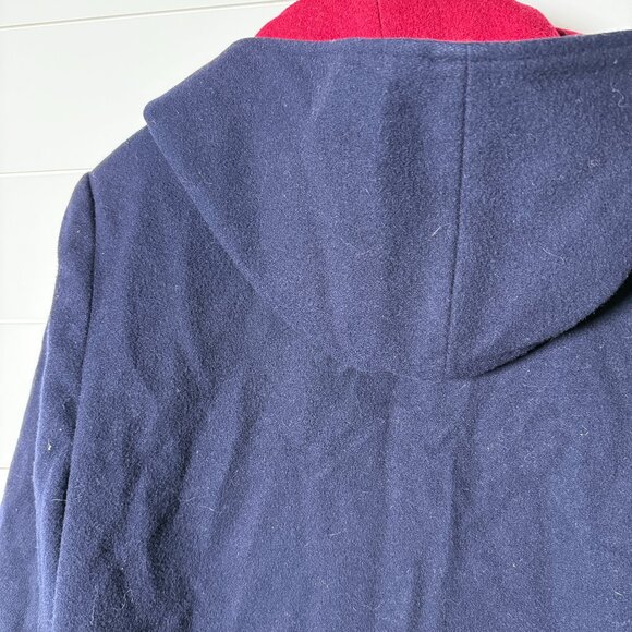 Vintage Authentic macKintosh Vest Wool Coat Navy with Red Leather Buttons Sz 14 - Picture 5 of 12